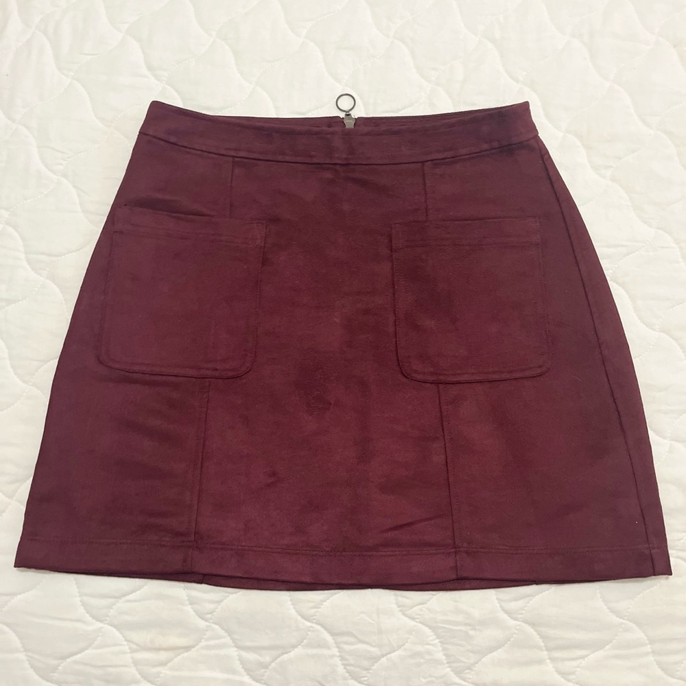 Burgundy Suede Mini Skirt